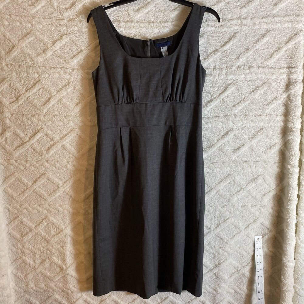 J. Crew Women’s Sz 6 Dress Dark Gray A Line Sleeveless Wool Stretch Lined
